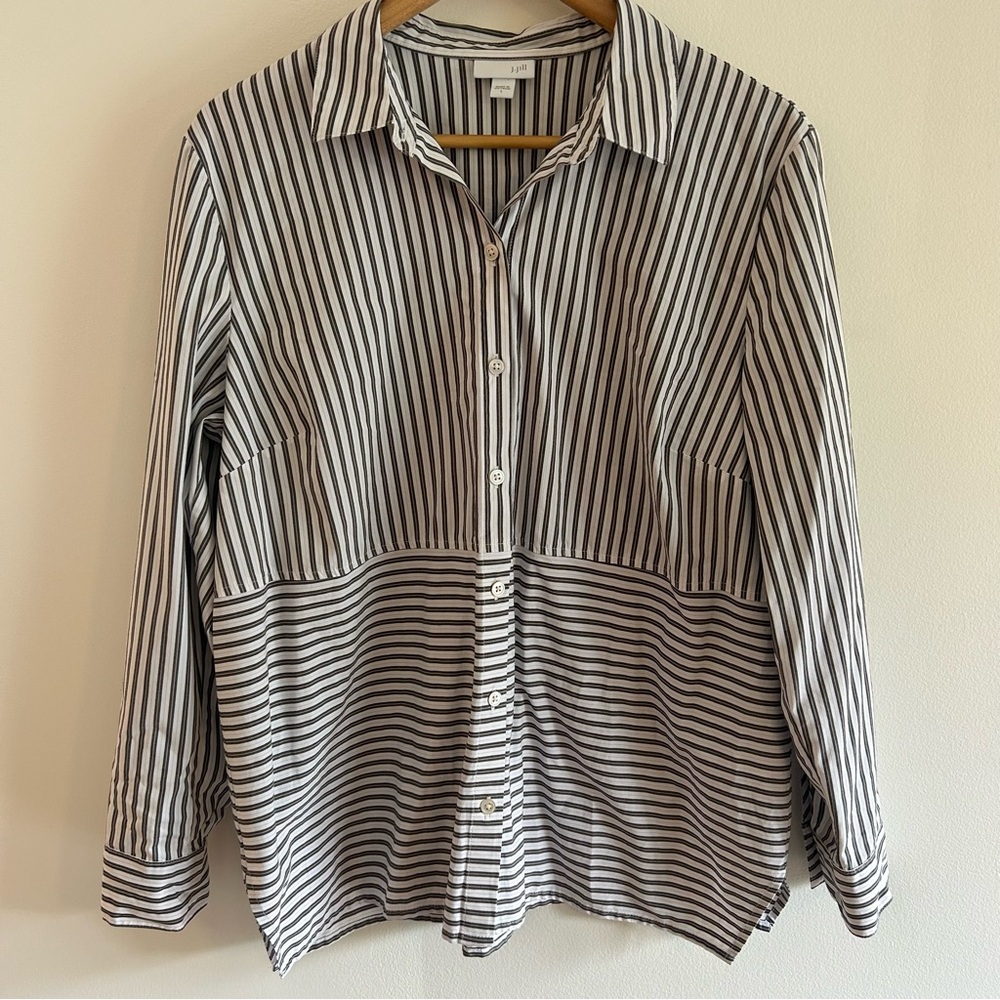 J. Jill Striped Classic button down shirt